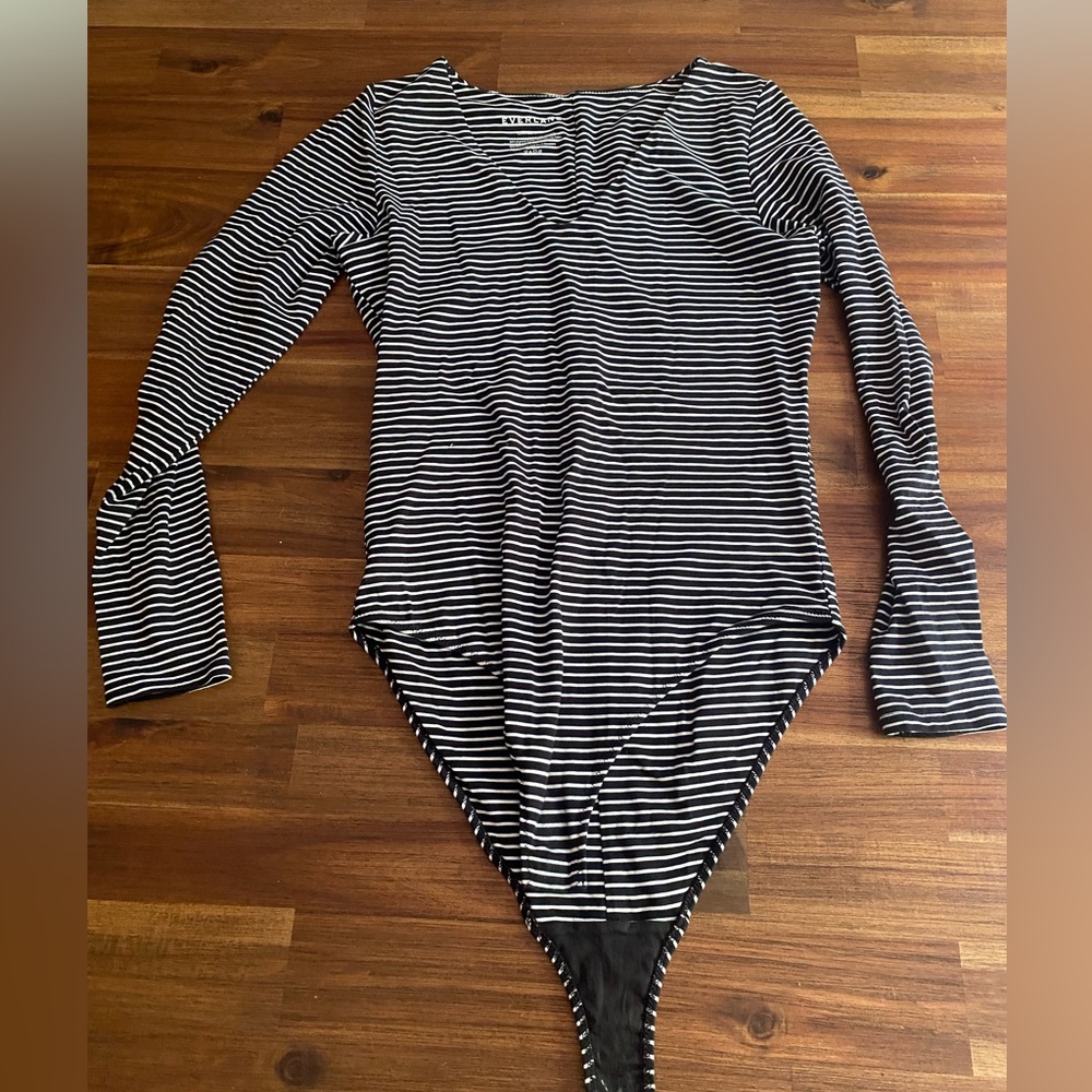 Everlane black and white striped bodysuit